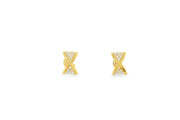 Yellow Gold Stud Earrings with Round Brilliant CZ