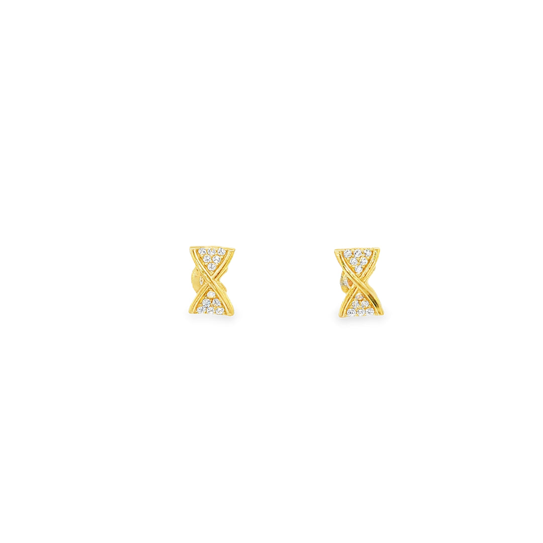 Yellow Gold Stud Earrings with Round Brilliant CZ