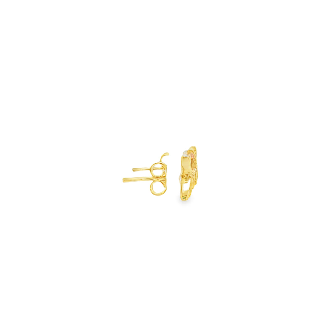 Yellow Gold Stud Earrings with Round Brilliant CZ