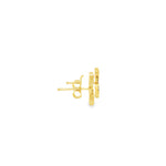 Load image into Gallery viewer, Yellow Gold Stud Earrings with Fancy Black Round Cut CZ