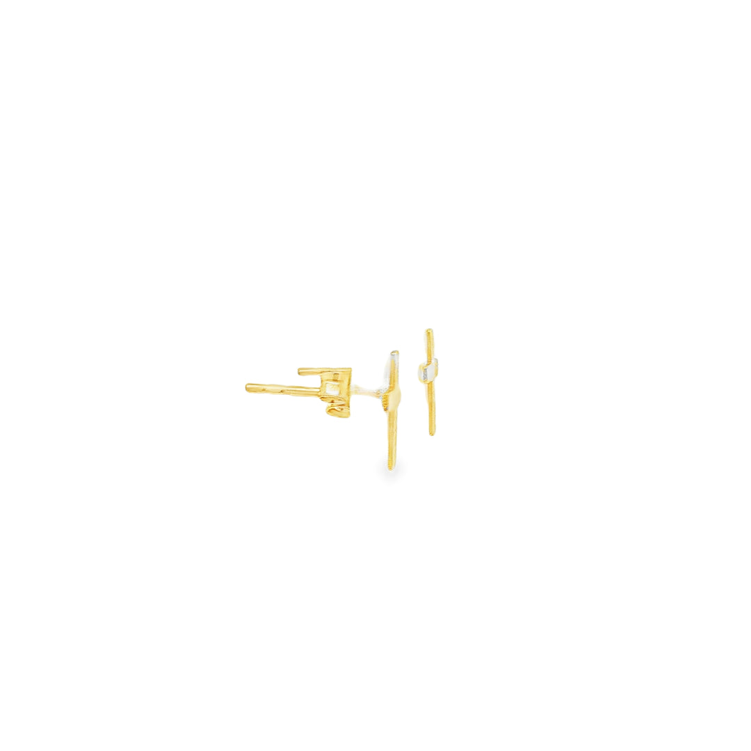 Yellow Gold Cross Stud Earrings