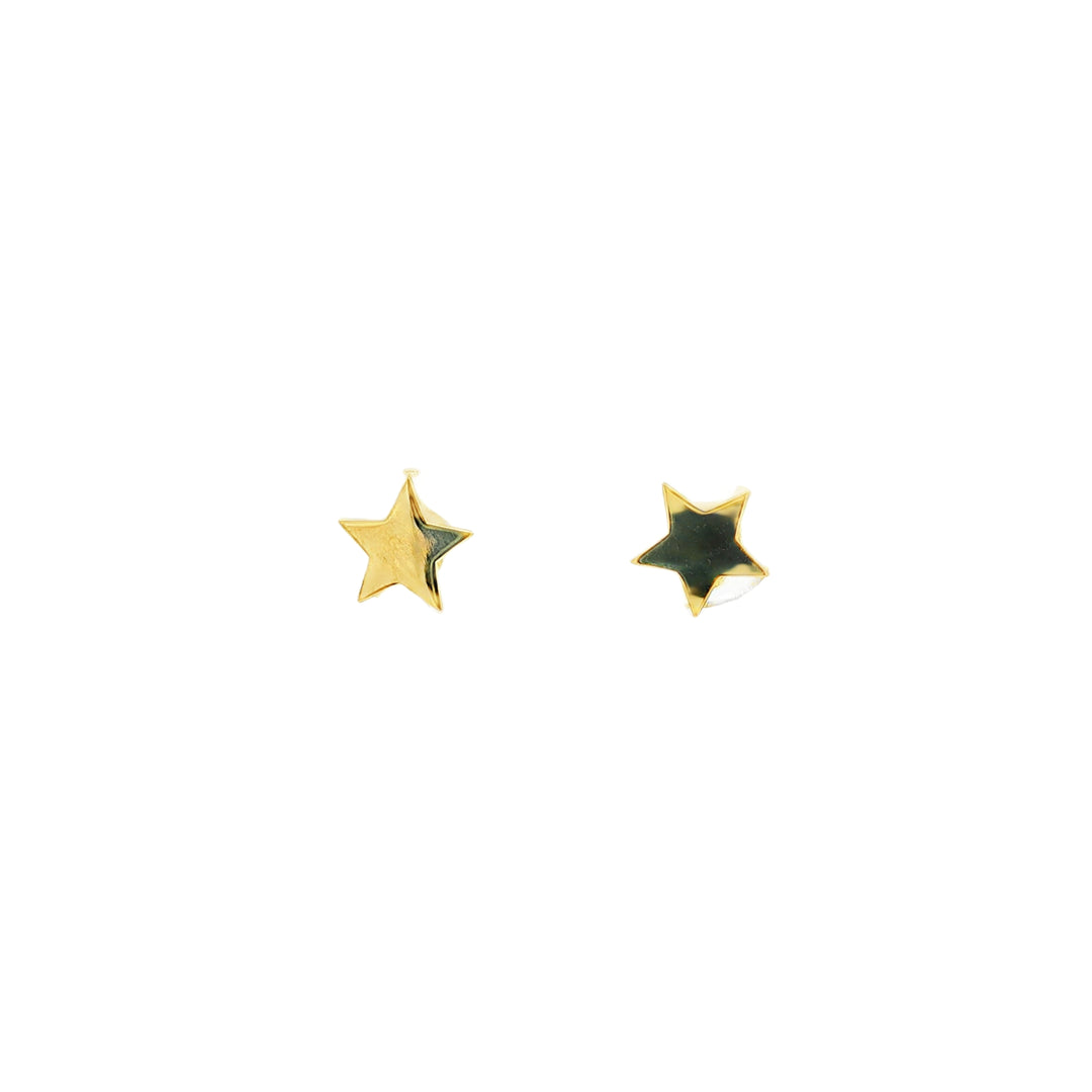 Yellow Gold Star Stud Earrings