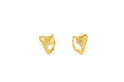 Yellow Gold Harp Stud Earrings