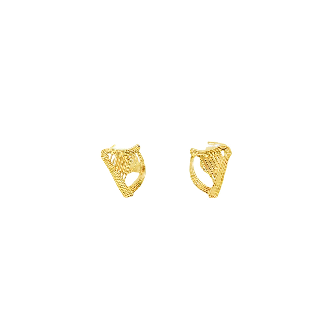 Yellow Gold Harp Stud Earrings