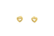 14k Yellow Gold Double Heart Stud Earrings