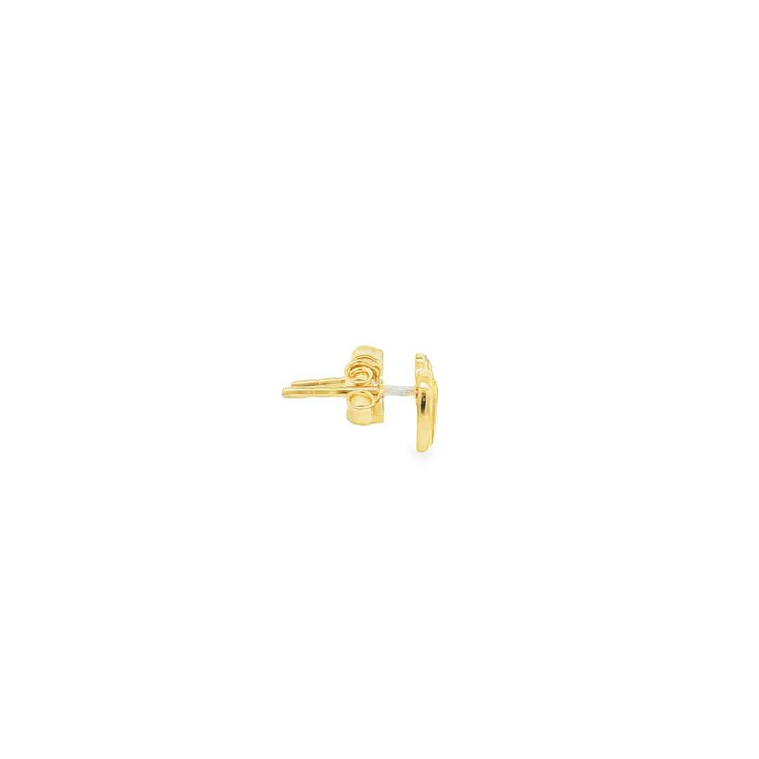14k Yellow Gold Double Heart Stud Earrings