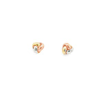 Load image into Gallery viewer, Triple Tone Gold Stud Earrings: Timeless Minimalist Design