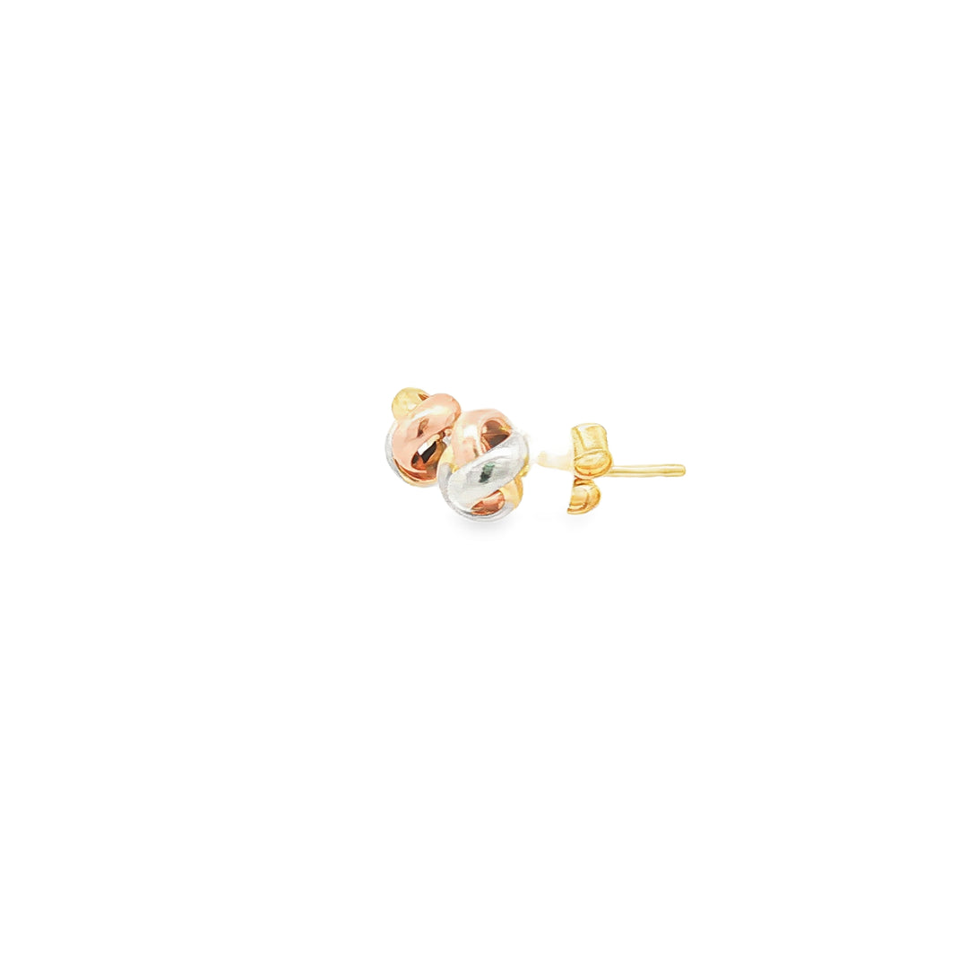 Triple Tone Gold Stud Earrings: Timeless Minimalist Design