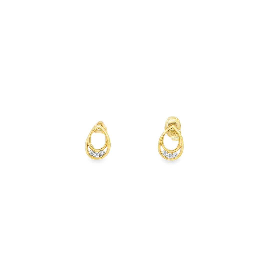 Yellow Gold Stud Earrings with Round Cut CZ