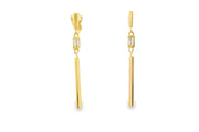 Yellow Gold Dangle Earrings with Emerald Cut CZ