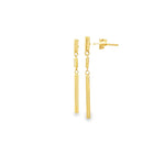Load image into Gallery viewer, Yellow Gold Dangle Earrings with Emerald Cut CZ