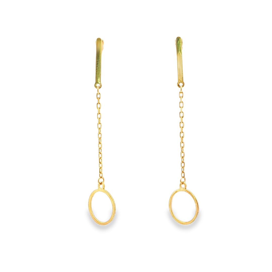 Delicate Yellow Gold Chain Dangle Earrings