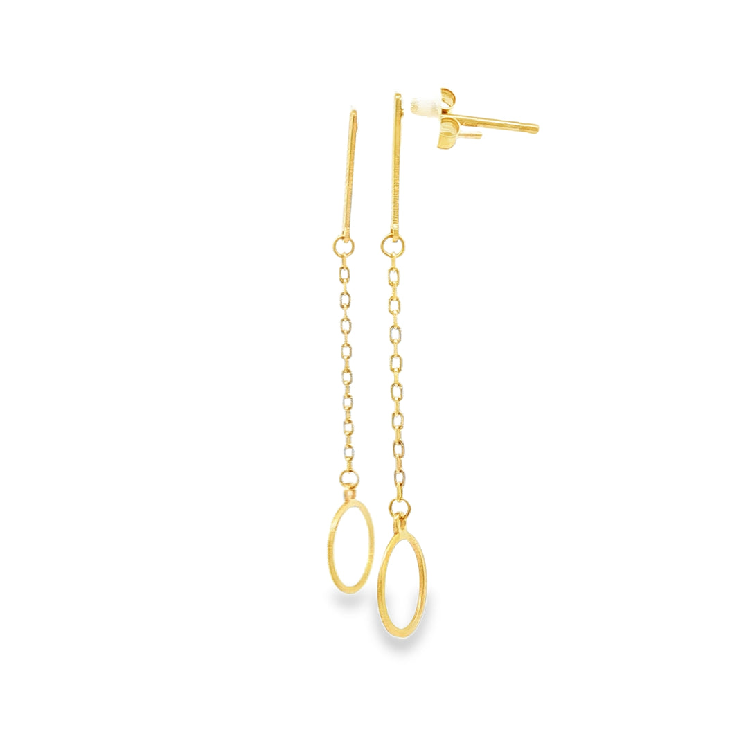 Delicate Yellow Gold Chain Dangle Earrings