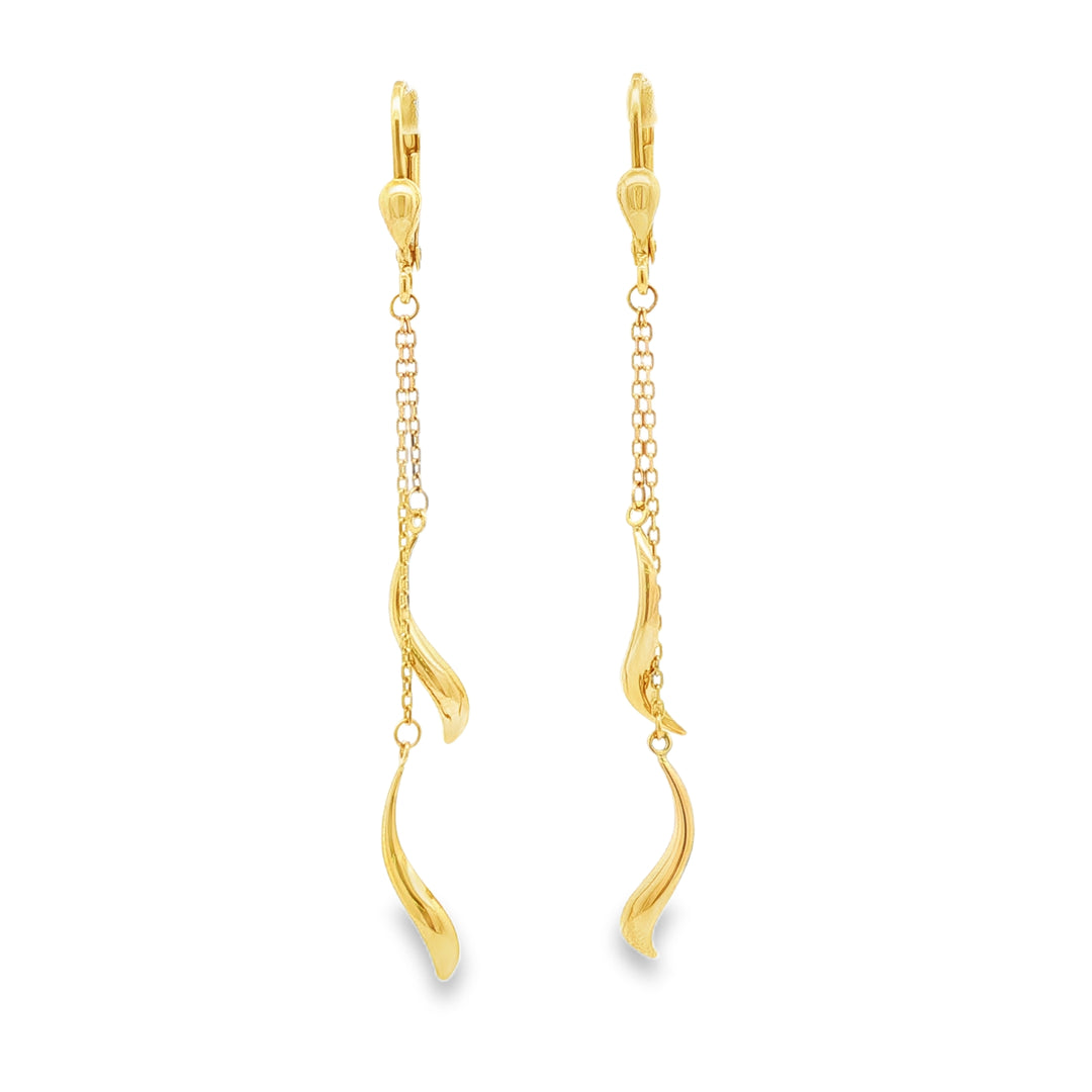 Elegant Yellow Gold Dangle Earrings with Stylized Motif