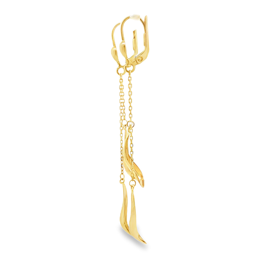Elegant Yellow Gold Dangle Earrings with Stylized Motif