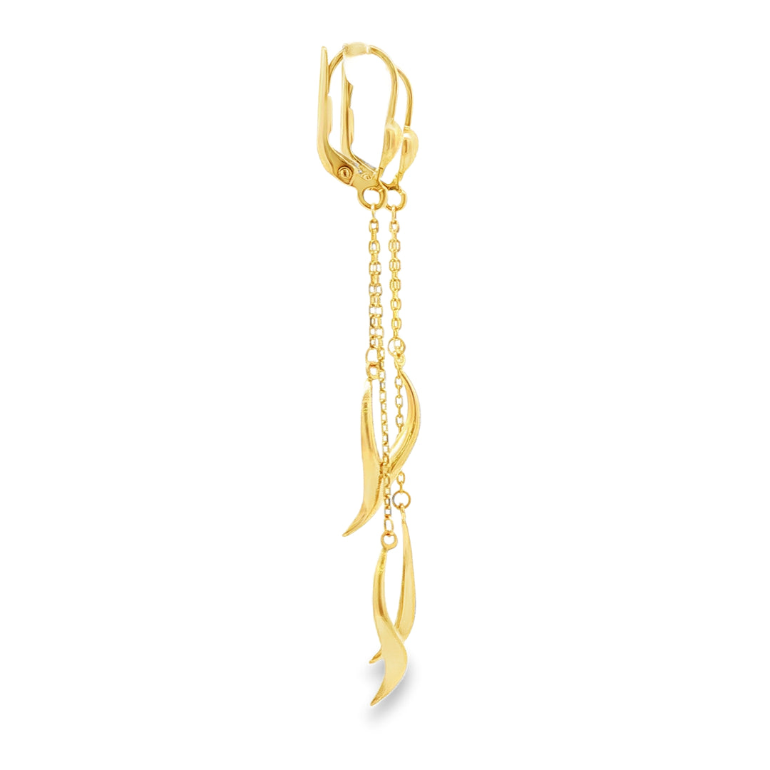 Elegant Yellow Gold Dangle Earrings with Stylized Motif