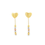 Load image into Gallery viewer, 14k Yellow Gold Tri-Color Bead Dangle Earrings