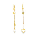 Load image into Gallery viewer, Delicate Yellow Gold Dangle Earrings with Heart and Circle Drops