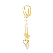 Delicate Yellow Gold Dangle Earrings with Heart and Circle Drops