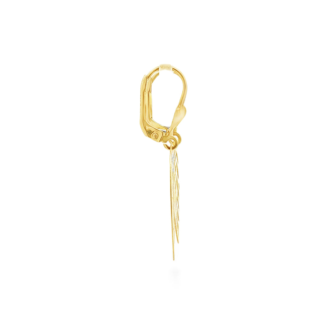 Delicate Leaf Design Yellow Gold Dangle Earrings