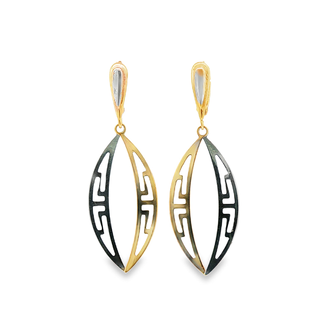 Elegant Two-Tone Rose Gold Openwork Dangle Earrings