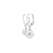 14ct White Gold Engraved Sphere Dangle Earrings