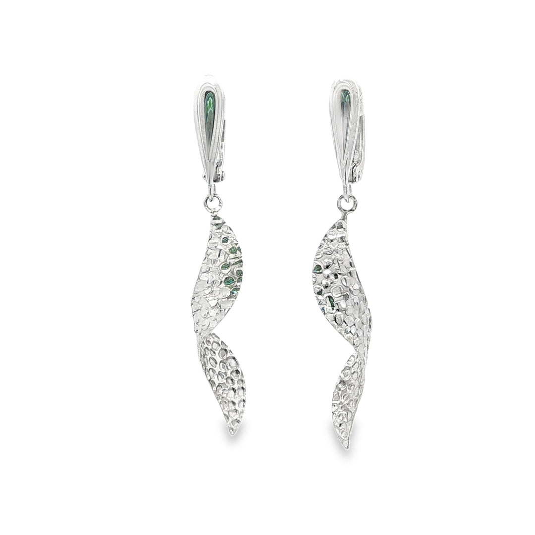 Elegant White Gold Twisted Dangle Earrings