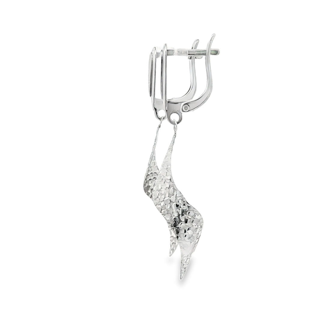 Elegant White Gold Twisted Dangle Earrings