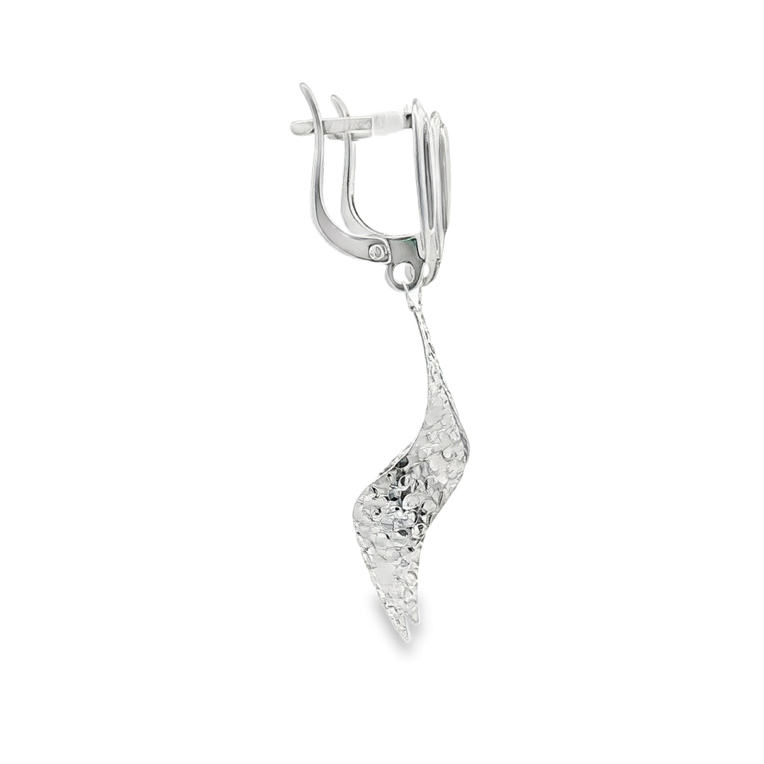 Elegant White Gold Twisted Dangle Earrings