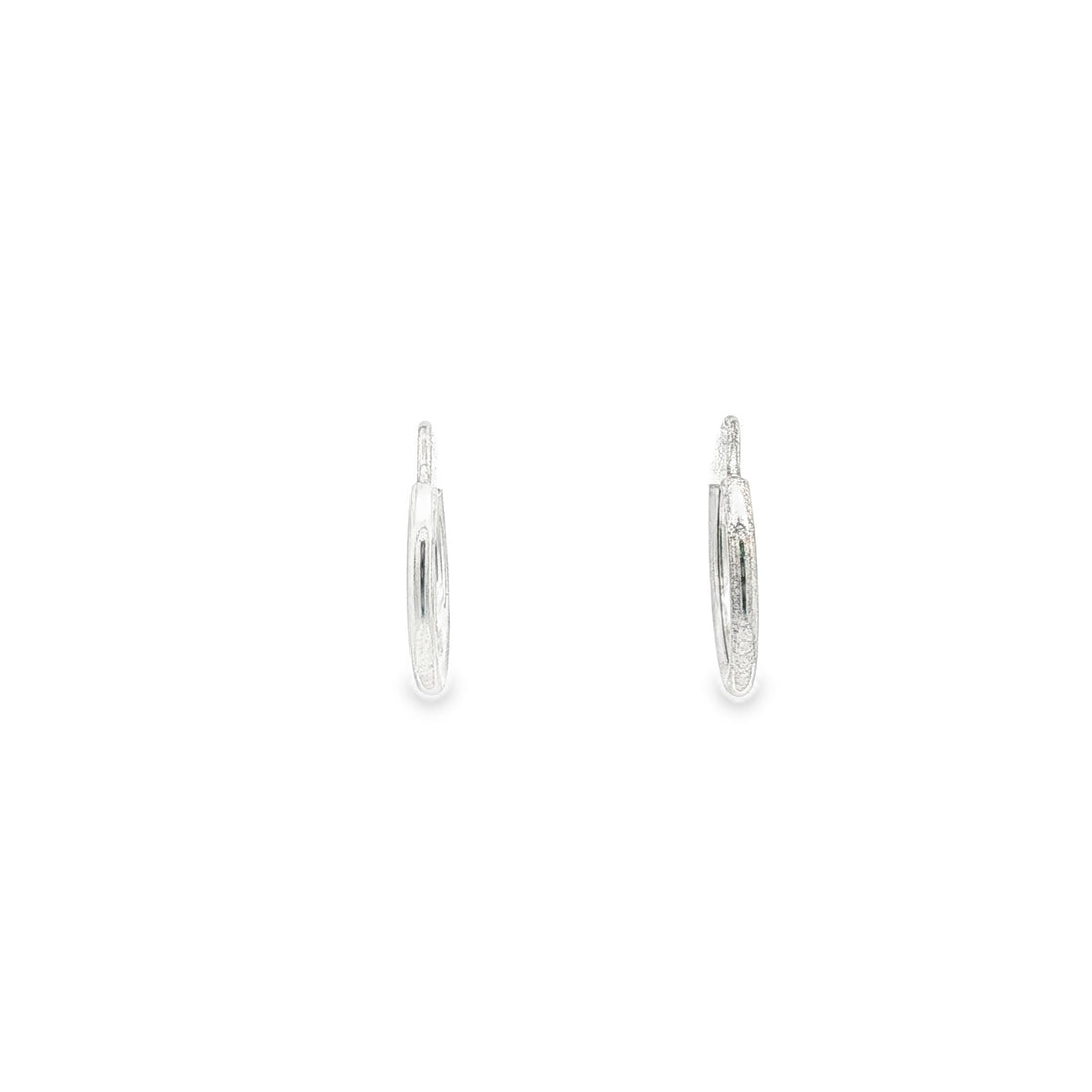 White Gold Hoop Earrings with Detailed Etchings