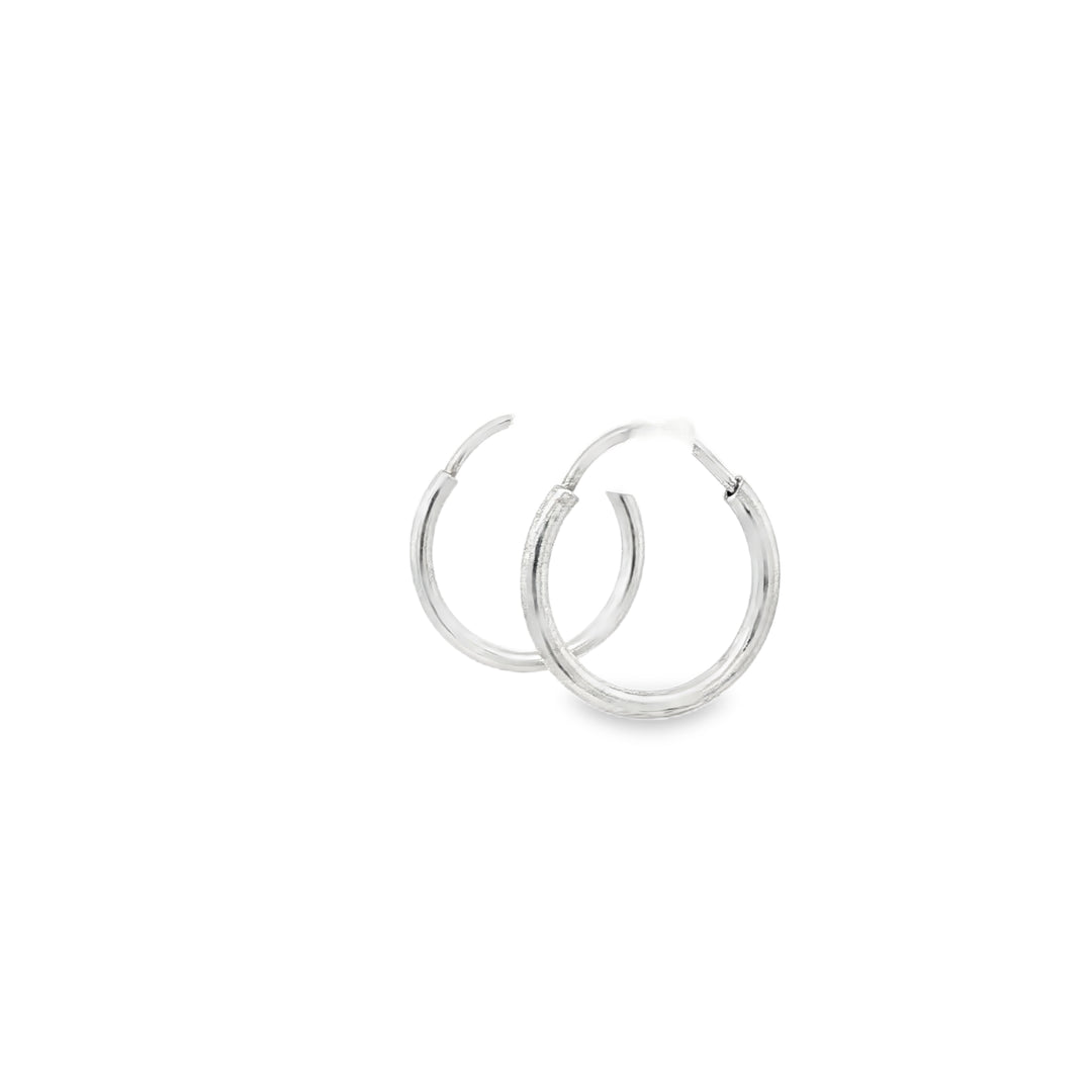 White Gold Hoop Earrings with Detailed Etchings