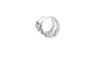 Textured White Gold Silver Hoop Earrings
