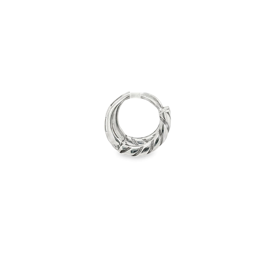 Textured White Gold Silver Hoop Earrings
