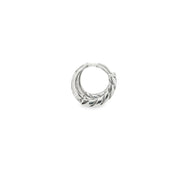 Textured White Gold Silver Hoop Earrings