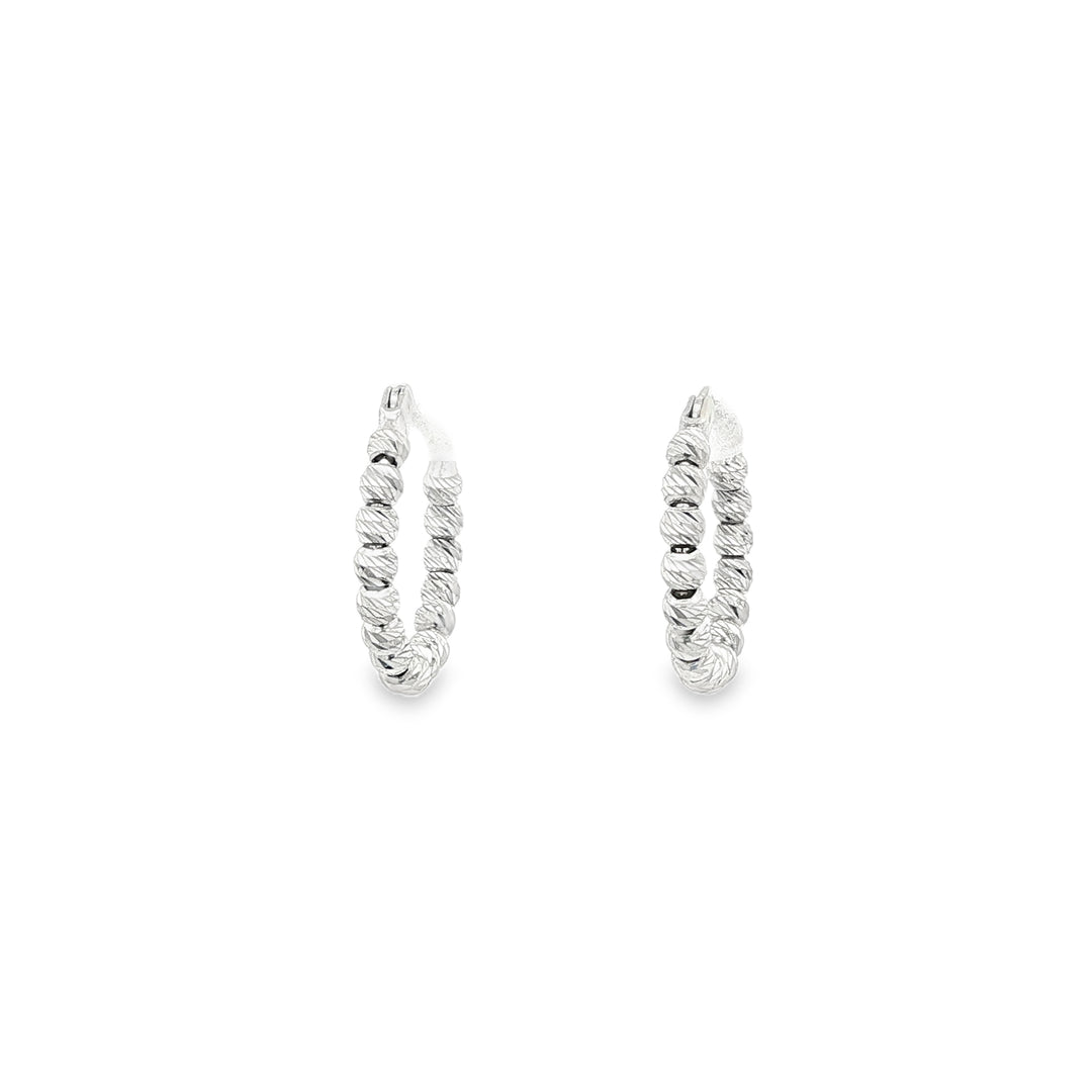White Gold Hoop Earrings in White Gold Finish
