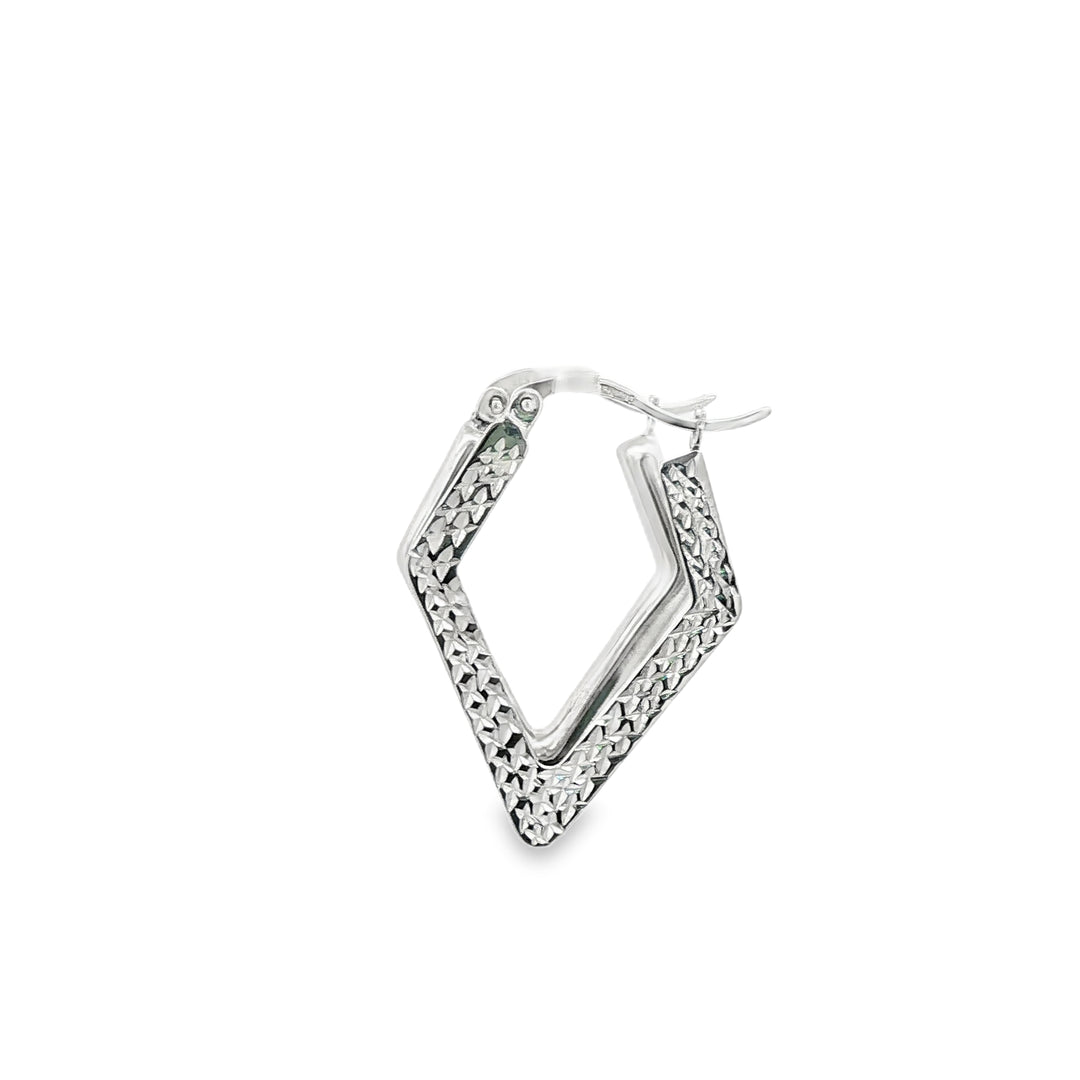 Geometric White Gold Hoop Earrings