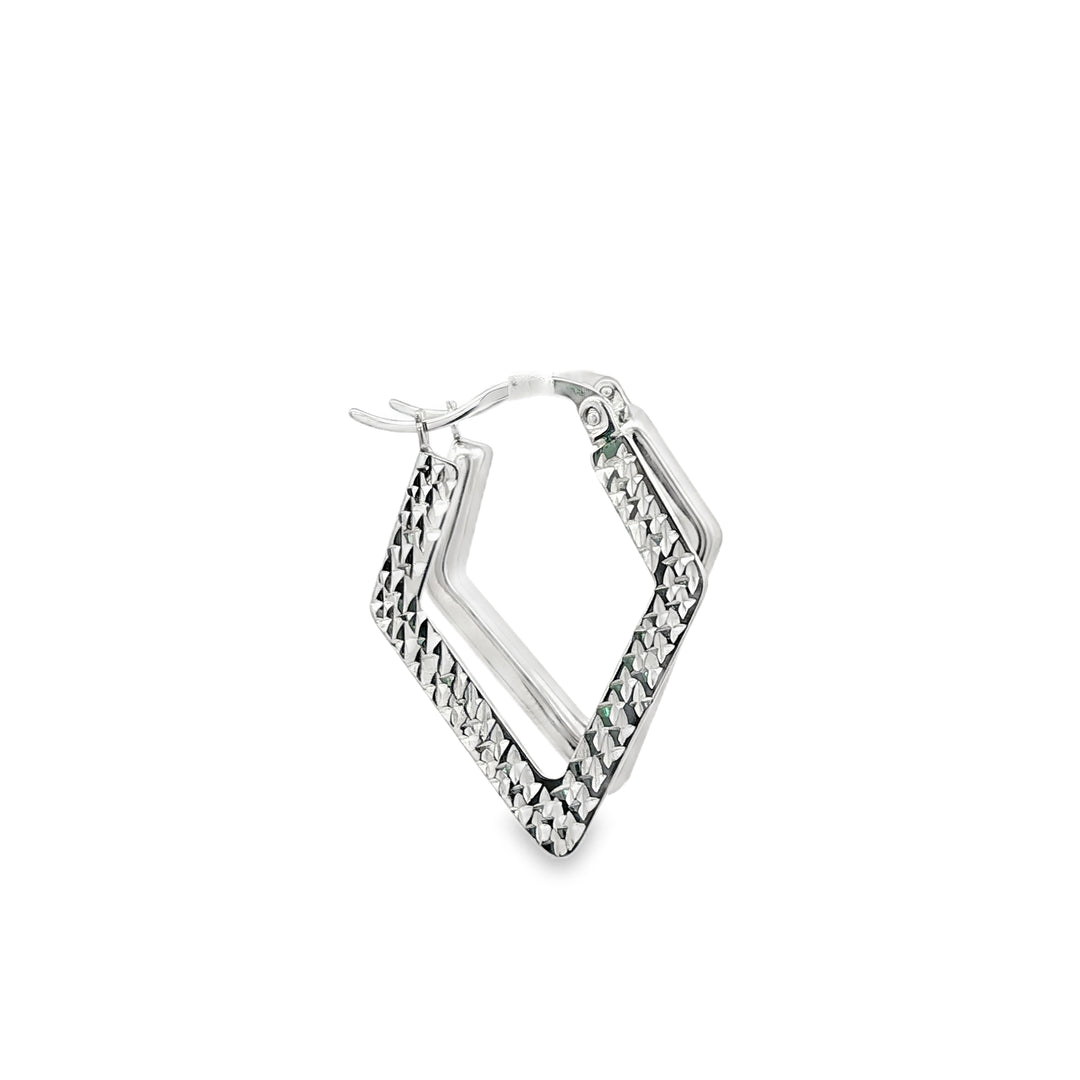 Geometric White Gold Hoop Earrings