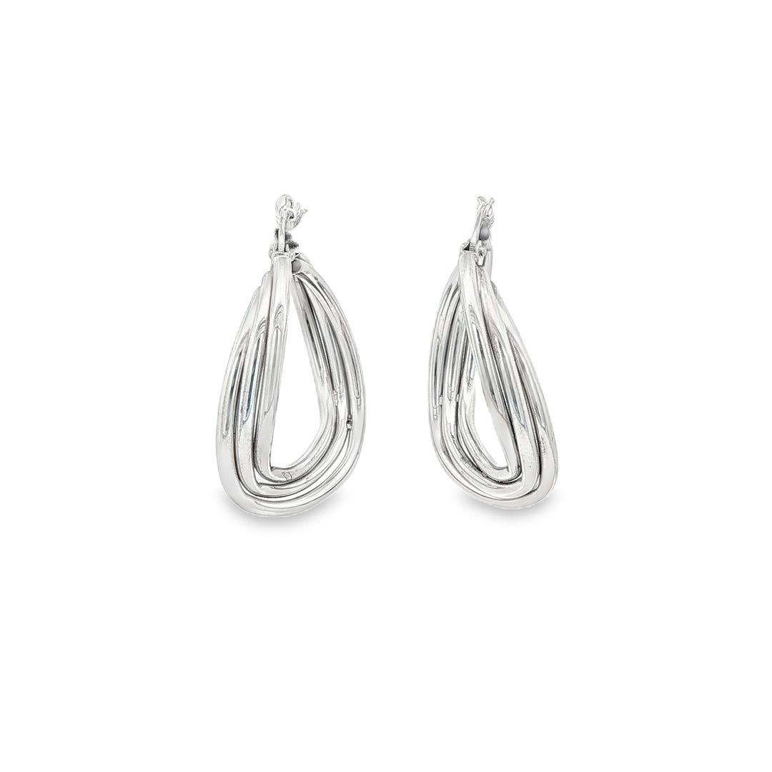 White Gold Twisted Hoop Earrings
