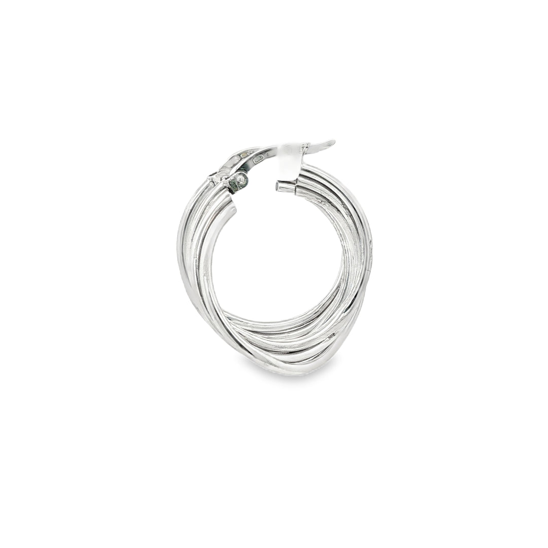 White Gold Twisted Hoop Earrings