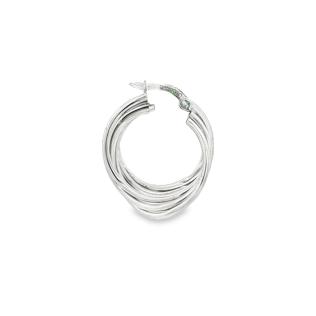 White Gold Twisted Hoop Earrings