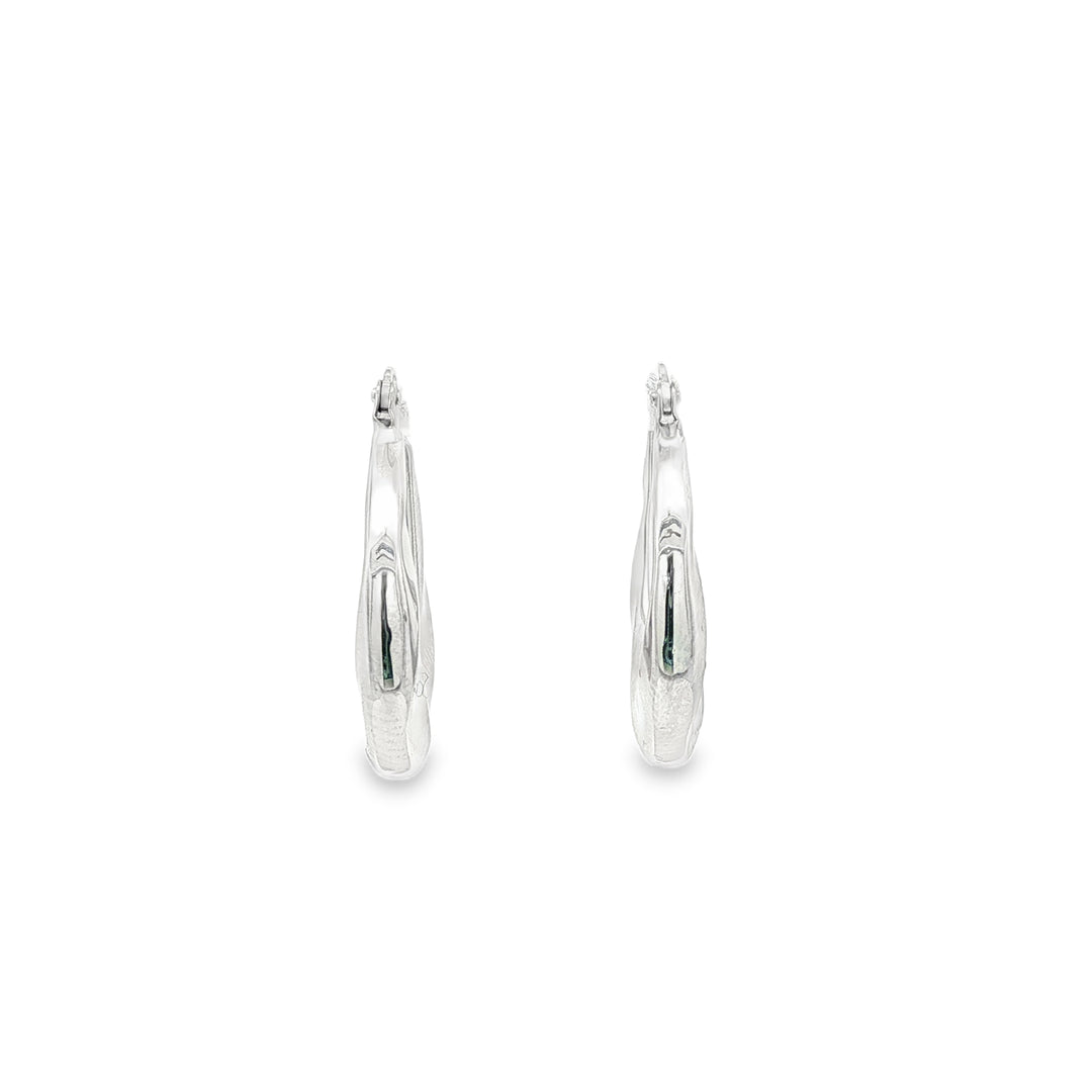 White Gold Finish Hoop Earrings