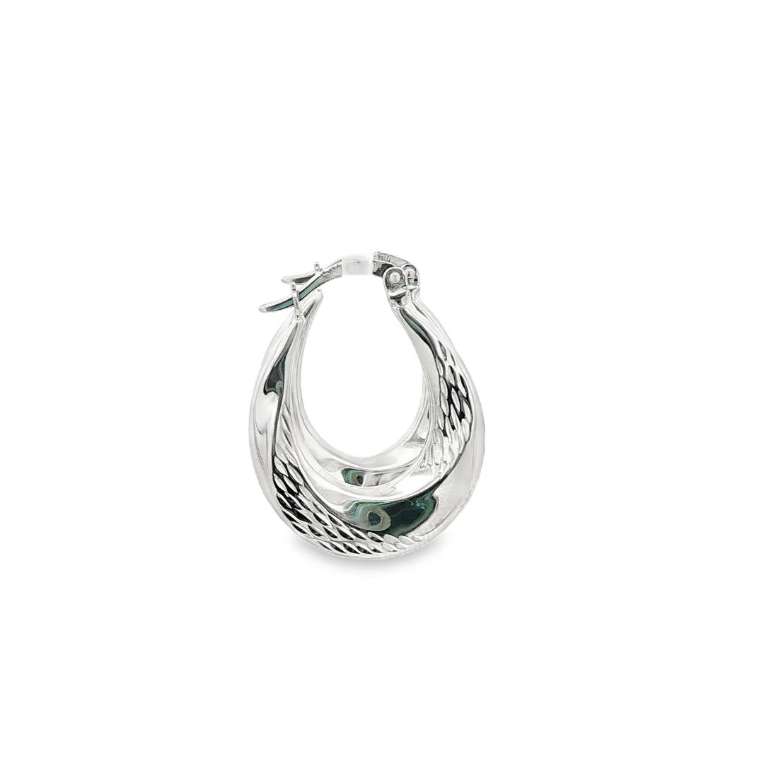 White Gold Finish Hoop Earrings