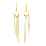 Load image into Gallery viewer, Elegant Yellow Gold Beaded Chain Dangle Earrings