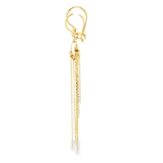 Elegant Yellow Gold Beaded Chain Dangle Earrings
