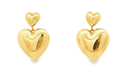 Yellow Gold Heart Drop Earrings