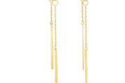 Yellow Gold Dangle Bar Earrings
