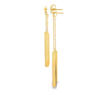 Yellow Gold Dangle Bar Earrings