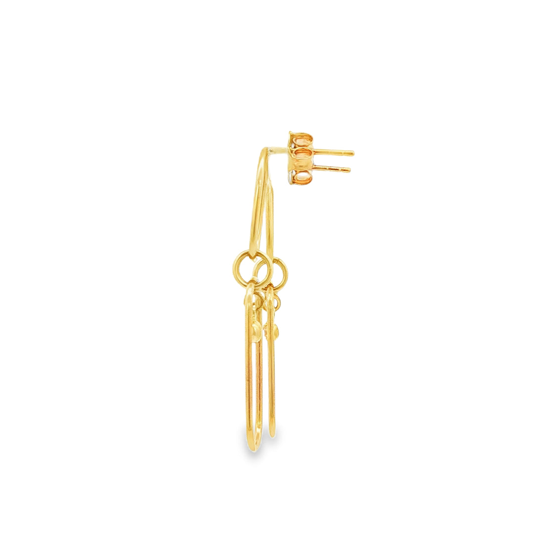 Yellow Gold Dangle Earrings with Round Brilliant CZ