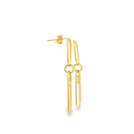 Load image into Gallery viewer, Yellow Gold Dangle Earrings with Round Brilliant CZ