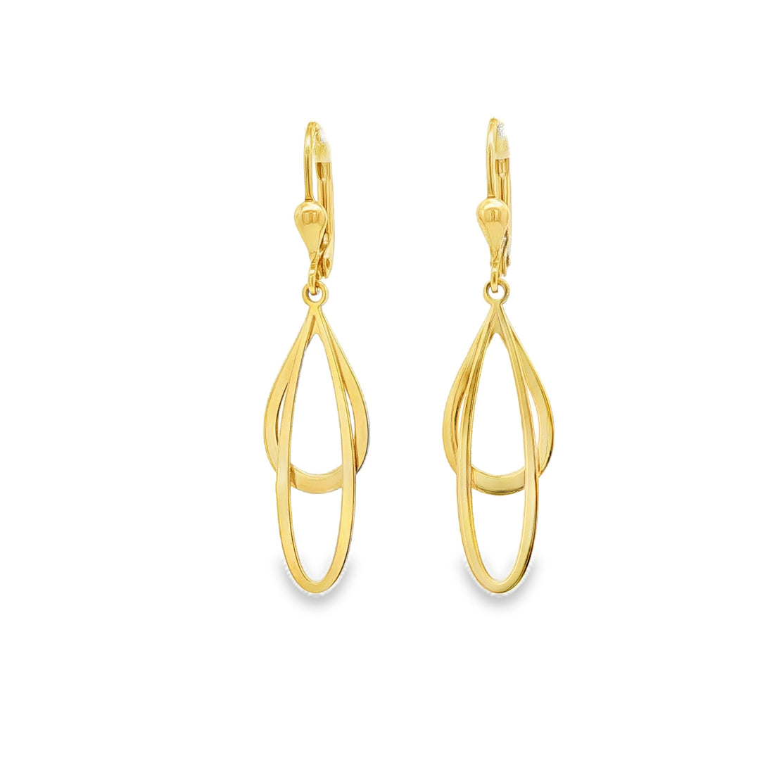 14ct Yellow Gold Open Teardrop Dangle Earrings